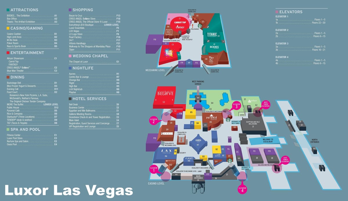 რუკა Luxor Las Vegas