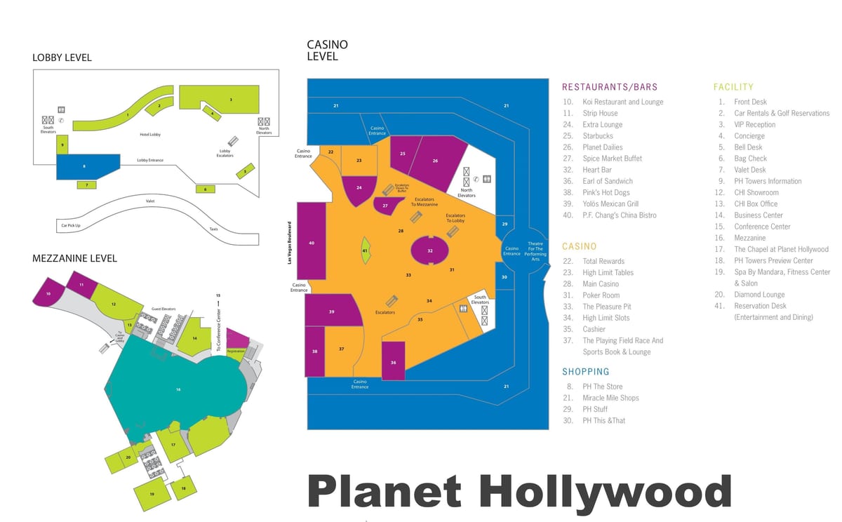 Las Vegas strip რუკა Planet Hollywood